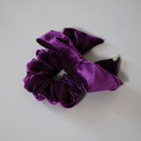 Big Ribbon Velour Purple Scrunchie
