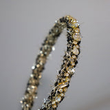 Black Tweed Gold Headband