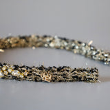 Black Tweed Gold Headband