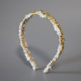 White Tweed Gold Headband