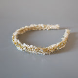 White Tweed Gold Headband