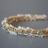 White Tweed Gold Headband
