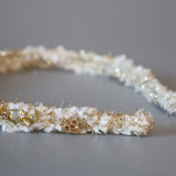 White Tweed Gold Headband