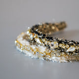 Black Tweed Gold Headband