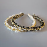 White Tweed Gold Headband