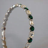 Silver Clear Green Studs Headband