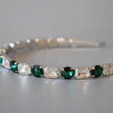 Silver Clear Green Studs Headband