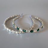 Silver Clear Green Studs Headband
