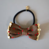 Brown Dot Gold Studs Hair Pony