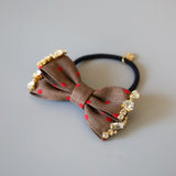Brown Dot Gold Studs Hair Pony