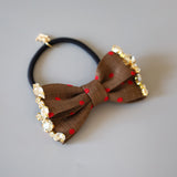 Brown Dot Gold Studs Hair Pony