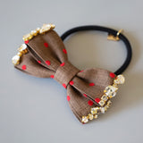 Brown Dot Gold Studs Hair Pony