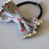 Grey Dot Silver Studs Hair Pony