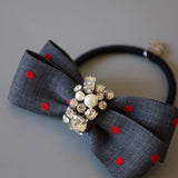 Dark Grey Dot Studs Hair Pony
