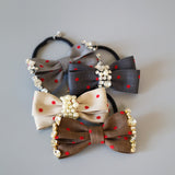 Grey Dot Silver Studs Hair Pony