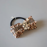 Brown Tweed Ribbon Hair Pony