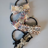 Pink Blue Tweed Ribbon Hair Pony