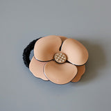 Pink Beige Flower Hair Pony