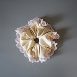 White Pink Satin Scrunchie