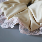 White Pink Satin Scrunchie
