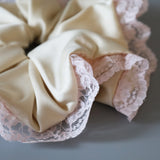 White Pink Satin Scrunchie