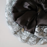 Black Grey Satin Scrunchie