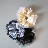 Black Grey Satin Scrunchie
