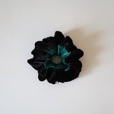 Black Green Velour Scrunchie