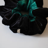 Black Green Velour Scrunchie