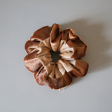 Brown Beige Velour Scrunchie