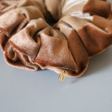 Brown Beige Velour Scrunchie