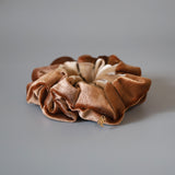 Brown Beige Velour Scrunchie