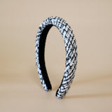 Slender Headband White Tweed No Studs