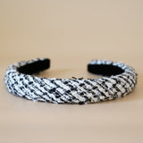 Slender Headband White Tweed No Studs