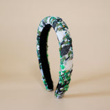 Slender Headband Green Tweed No Studs