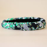 Slender Headband Green Tweed No Studs