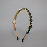 Gold Green Studs Headband