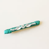 Straight Hair Clip Green Silver