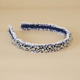 Narrow Headband Denim Silver Ball