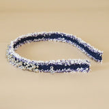 Narrow Headband Denim Silver Ball