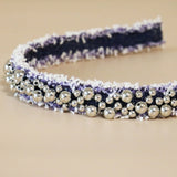 Narrow Headband Denim Silver Ball