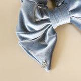 Big Ribbon Silver Velour Scrunchie