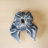 Big Ribbon Silver Velour Scrunchie