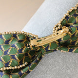 Big Ribbon Barrette Green Gold