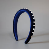 Slender Headband Velour Navy Pearl