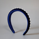 Slender Headband Velour Navy Pearl