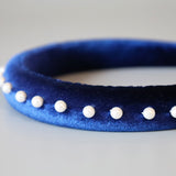 Slender Headband Velour Navy Pearl