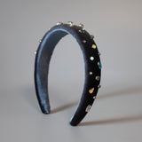 OG Headband Velour Grey Rainbow