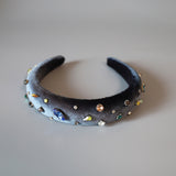 OG Headband Velour Grey Rainbow