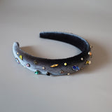 OG Headband Velour Grey Rainbow